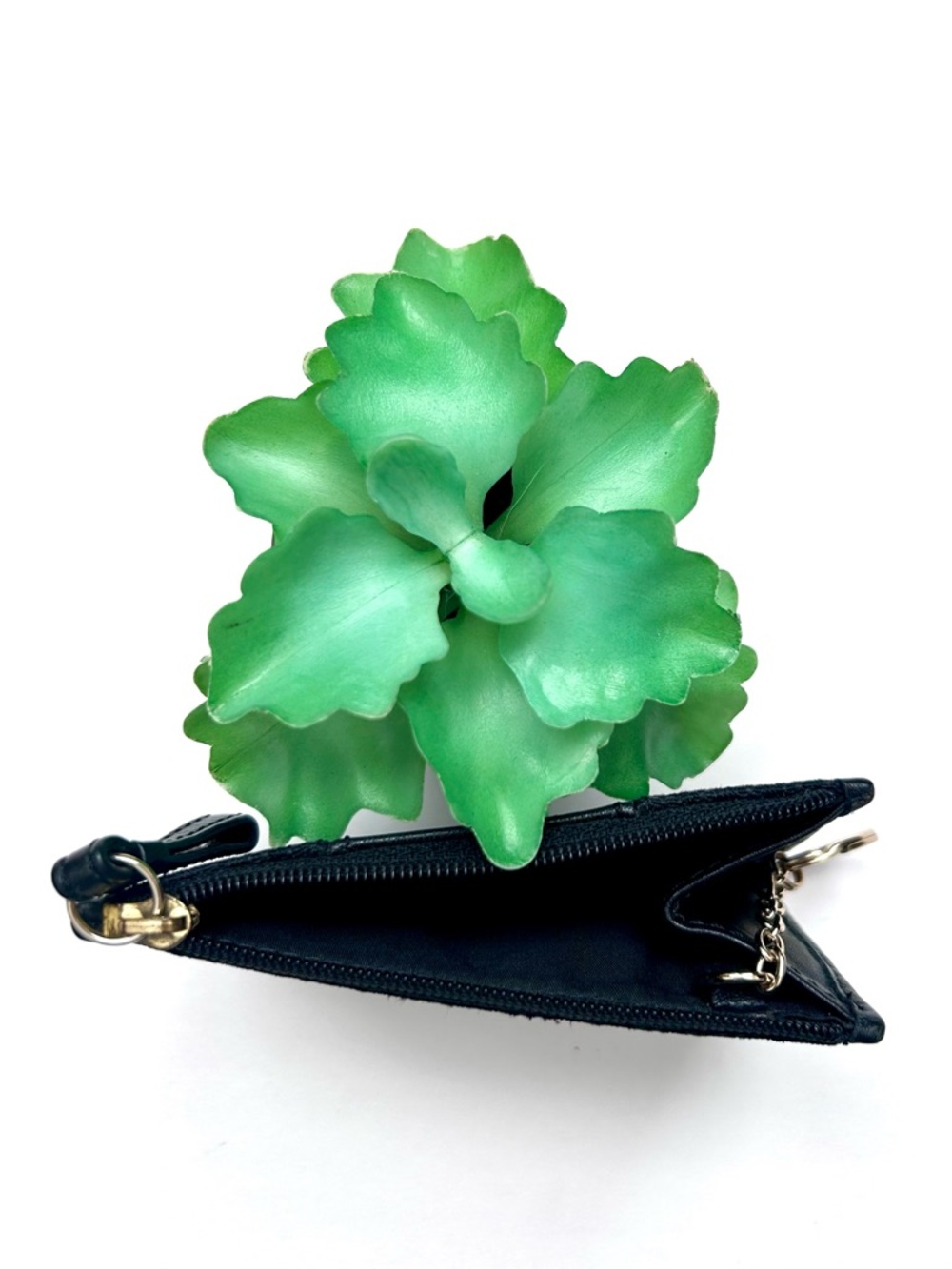 Coach Mini Signature Skinny Coin Purse Keychain Wallet ID Case Black Leather - Picture 3 of 5